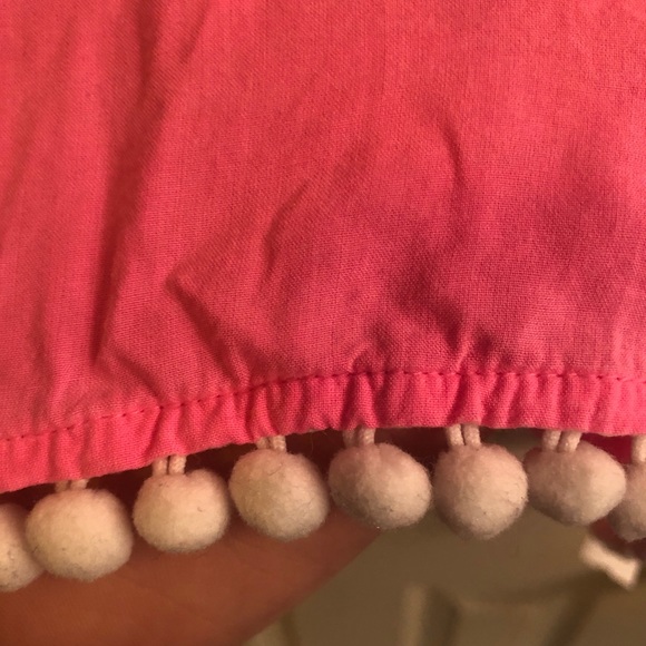 Lilly Pulitzer/XS/ Enna Off-Shoulder Top, Pink & white pom pom trim, 3/4 sleeves - Picture 4 of 6